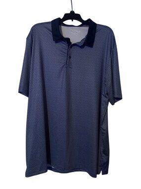 Michael Rouen Men's Performance Polo, Bluish Umbrella Pattern, 2XL